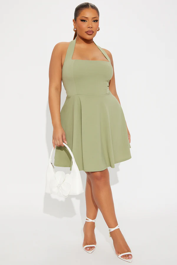 Alena Halter Mini Dress - Sage