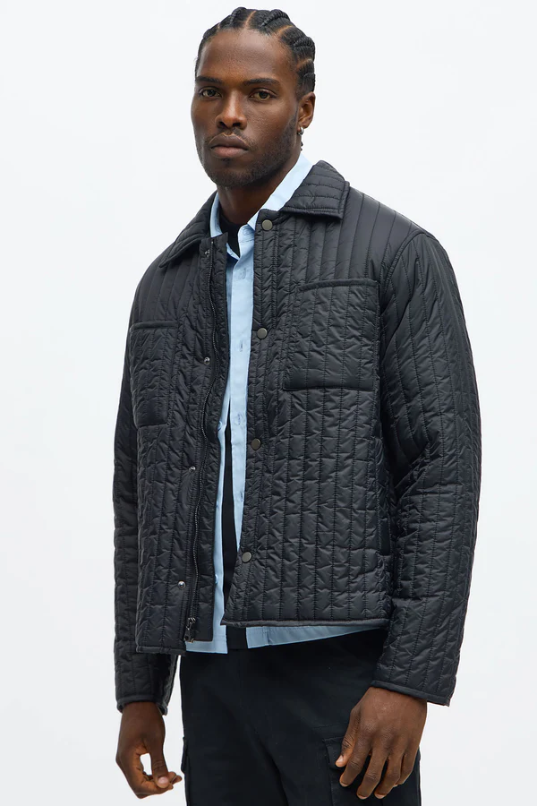 Warren Black Quilted Nylon Jacket