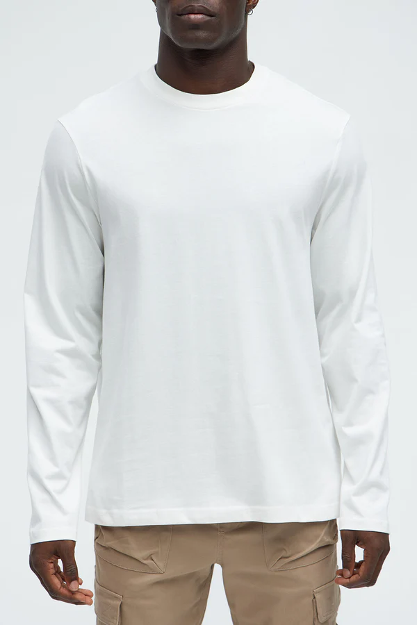 White Long Sleeve Crew Tee